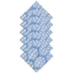 Hand Printed Cotton Napkins Blue Floral - Image 4