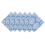 Hand Printed Cotton Napkins Blue Floral - Image 5