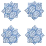 Hand Printed Cotton Napkins Blue Floral - Image 6