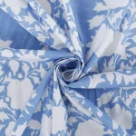 Hand Printed Cotton Napkins Blue Floral - Image 7