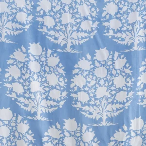 Hand Printed Cotton Napkins Blue Floral - Image 8