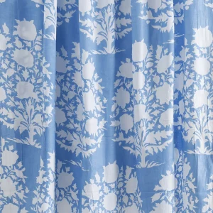 Hand Printed Cotton Napkins Blue Floral - Image 9