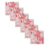 Handmade Red Forest Printed Cotton Napkins