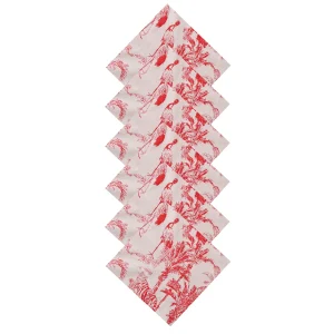 Handmade Red Forest Printed Cotton Napkins - Image 3