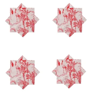 Handmade Red Forest Printed Cotton Napkins - Image 5