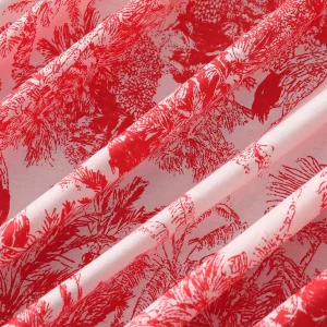 Handmade Red Forest Printed Cotton Napkins - Image 6