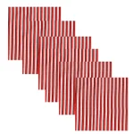 Handmade Red Striped Printed Cotton Napkins - Image 2