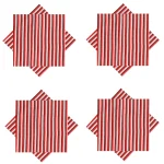 Handmade Red Striped Printed Cotton Napkins