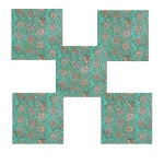 Indian Hand Block 100%Cotton Print Napkins Green Floral - Image 2