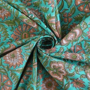 Indian Hand Block 100%Cotton Print Napkins Green Floral - Image 10