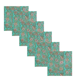 Indian Hand Block 100%Cotton Print Napkins Green Floral - Image 3