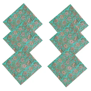 Indian Hand Block 100%Cotton Print Napkins Green Floral - Image 4