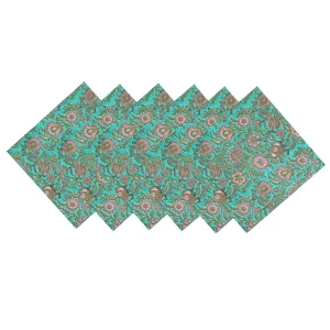 Indian Hand Block 100%Cotton Print Napkins Green Floral - Image 5