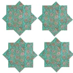 Indian Hand Block 100%Cotton Print Napkins Green Floral