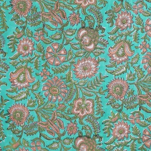 Indian Hand Block 100%Cotton Print Napkins Green Floral - Image 8
