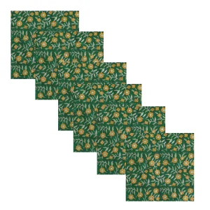 Indian Hand Block 100%Cotton Print Napkins Green Floral - Image 3