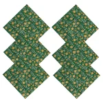 Indian Hand Block 100%Cotton Print Napkins Green Floral