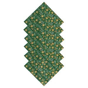 Indian Hand Block 100%Cotton Print Napkins Green Floral - Image 4