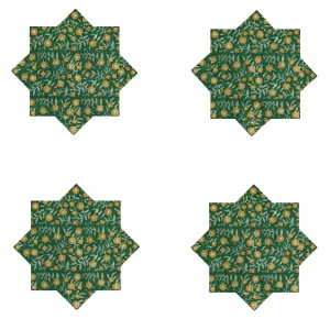 Indian Hand Block 100%Cotton Print Napkins Green Floral - Image 6