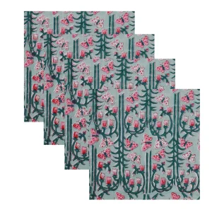 Indian Hand Block Butterfly's Printed Cotton Napkins - Image 3