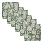 Indian Handmade Green Floral Printed Cotton Napkins - Image 4