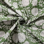 Indian Handmade Green Floral Printed Cotton Napkins - Image 7