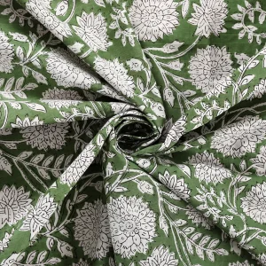 Indian Handmade Green Floral Printed Cotton Napkins - Image 7