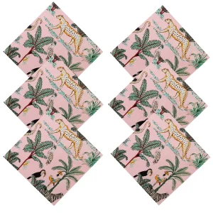 Luxury Pink Forest Print Fabric Napkins Set - Image 5