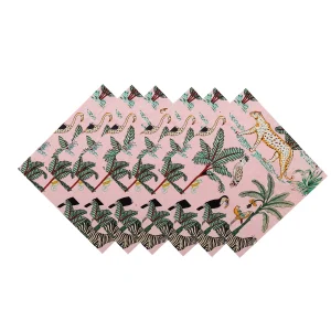 Luxury Pink Forest Print Fabric Napkins Set - Image 3