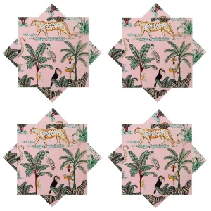 Luxury Pink Forest Print Fabric Napkins Set - Image 6