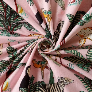 Luxury Pink Forest Print Fabric Napkins Set - Image 7