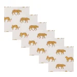 Luxury White Tiger Print Cotton Napkins - Image 2