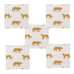 Luxury White Tiger Print Cotton Napkins