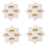 Luxury White Tiger Print Cotton Napkins - Image 5