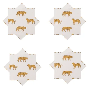 Luxury White Tiger Print Cotton Napkins - Image 5