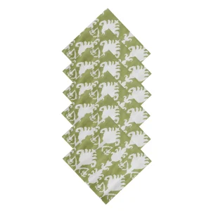 Napkins Green Ikat Printed Cotton Square Cloths - Image 3