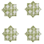 Napkins Green Ikat Printed Cotton Square Cloths - Image 6