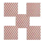 New Beige & Red Floral Printed Cotton Napkins Set - Image 2