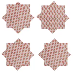 New Beige & Red Floral Printed Cotton Napkins Set - Image 3