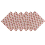 New Beige & Red Floral Printed Cotton Napkins Set - Image 4