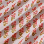 New Beige & Red Floral Printed Cotton Napkins Set - Image 7
