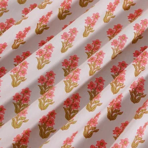 New Beige & Red Floral Printed Cotton Napkins Set - Image 7