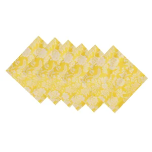 New Yellow Floral Printed Pure Cotton Napkins - Image 5