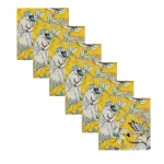 Pack Of 48 PC Yellow Handmade Print Cotton Napkins - Image 2