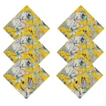 Pack Of 48 PC Yellow Handmade Print Cotton Napkins - Image 3