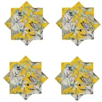 Pack Of 48 PC Yellow Handmade Print Cotton Napkins - Image 6