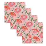 Peach Floral Printed Cotton Napkins Set - Image 2