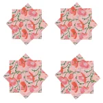 Peach Floral Printed Cotton Napkins Set - Image 3