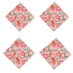 Peach Floral Printed Cotton Napkins Set - Image 4