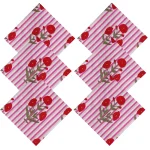 Pink Floral & Stripe Printed Washable Cotton Napkins